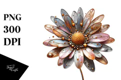 Shiny Abstract Daisy, Watercolor PNG Product Image 1