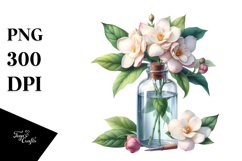Watercolor Bottle with Gardenia | Sublimation | Clipart Product Image 3