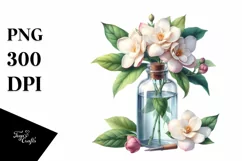 Watercolor Bottle with Gardenia | Sublimation | Clipart Product Image 3