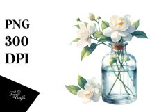 Watercolor Bottle with Gardenia | Sublimation | Clipart Product Image 3