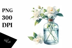 Watercolor Bottle with Gardenia | Sublimation | Clipart Product Image 3