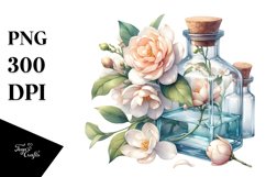 Watercolor Bottle with Gardenia | Sublimation | Clipart Product Image 3