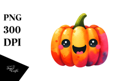 Funny Vibrant Pumpkin, Cute Watercolor Product Image 1