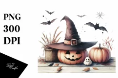 Vintage Haloween Scene with Hat PNG Product Image 3