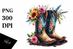 Colorful Cowboy Boots Soil Flowers Clipart Product Image 1
