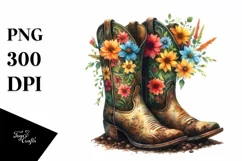 Colorful Cowboy Boots Soil Flowers Clipart Product Image 1