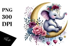 Colorful Cute Boho Elephant, PNG Product Image 1