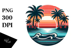 Retro Tropical Island Sunset, 20 oz Tumbler Product Image 1