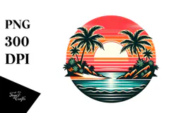 Retro Tropical Island Sunset, 20 oz Tumbler Product Image 1