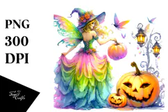 Vibrant Halloween Fairy | Sublimation | Clipart Product Image 1