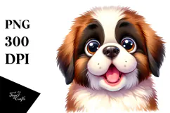 Cute Cartoon Saint Bernard, PNG Product Image 1