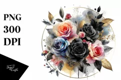 Colorfull Abstract with Black Roses PNG Product Image 3