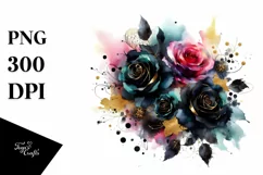 Colorfull Abstract with Black Roses PNG Product Image 1