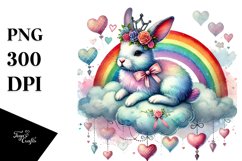 Adorned Rabbit Cloud Hearts PNG Product Image 1