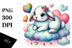 Adorned Rabbit on Cloud, Vibrant PNG Product Image 1