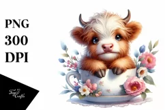 Cute Highland Cow | Sublimation | Clipart Product Image 1