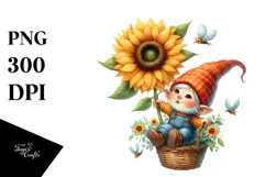 Cute Gnome with Sunflower, Transparent PNG Product Image 1