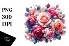 Abstract Colorful Pink Roses PNG Product Image 1