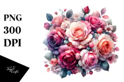 Abstract Colorful Pink Roses PNG Product Image 1
