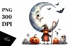 Funny Halloween Moon, Transparent PNG Product Image 1