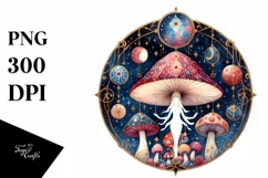 Watercolor Celestial Mushroom with Tarot Theme PNG Product Image 7