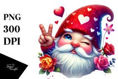 Valentines Gnome with Roses PNG Product Image 1