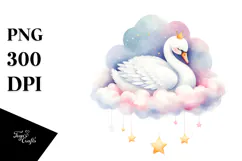 Pastel Swan Sleeping on a Cloud PNG Product Image 1