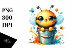 Colorful Bee in Bucket Clipart Product Image 3