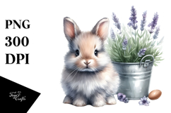 Digital Watercolor Cute Baby Bunny PNG Product Image 1
