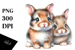Digital Watercolor Cute Baby Bunny PNG Product Image 1