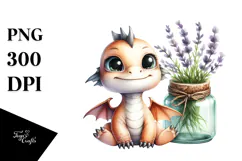 Watercolor Smiling Baby Dragon in Jar Product Image 1