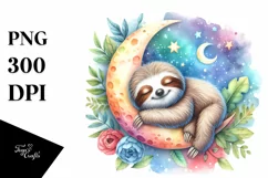 Colorful Cute Baby Sloth Rainbow Clipart Product Image 1