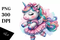 Baby Unicorn in Foxtrot Dancer's Attire, Colorful PNG Product Image 1