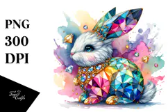 Colorful Bunny made of Diamonds PNG Product Image 1