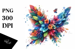 Vibrant Abstract Flower Butterfly PNG Product Image 1