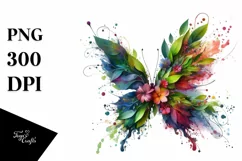 Vibrant Abstract Flower Butterfly PNG Product Image 3