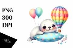 Colorful Baby Seal Balloon Clipart Product Image 3