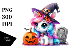 Cute Halloween Baby Unicorn | Sublimation | Clipart Product Image 1