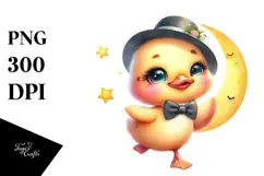 Smiling Baby Duck with Half Moon PNG Product Image 1