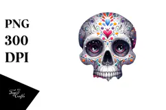 Colorful Skull Painting Sublimation PNG Product Image 1
