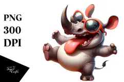Silly Cartoon Rhino PNG Product Image 1