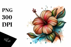 Abstract Wooden Stained Hibiscus | Sublimation | Clipart Product Image 3