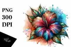 Abstract Wooden Stained Hibiscus | Sublimation | Clipart Product Image 3