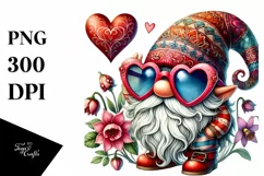 Detailed Gnome with Heart Sunglasses PNG Product Image 1