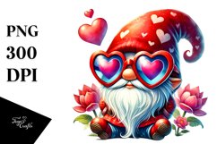 Detailed Gnome with Heart Sunglasses PNG Product Image 1