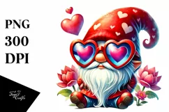 Detailed Gnome with Heart Sunglasses PNG Product Image 1
