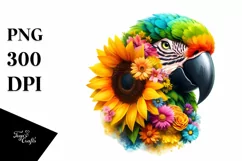 parrot made of flowers PNG Product Image 3