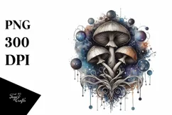 Detailed Mystical Celestial Mushroom PNG Product Image 1