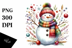 Colorful Snowman with Scarf, Winter PNG Product Image 1
