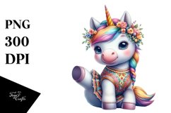 Baby Unicorn in Folk Dancer&#039;s Costume, Colorful PNG Product Image 3